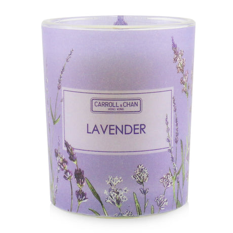 A 100% beeswax votive candle in lavender scent, housed in a recycled glass jar for a clean, eco-friendly burn.