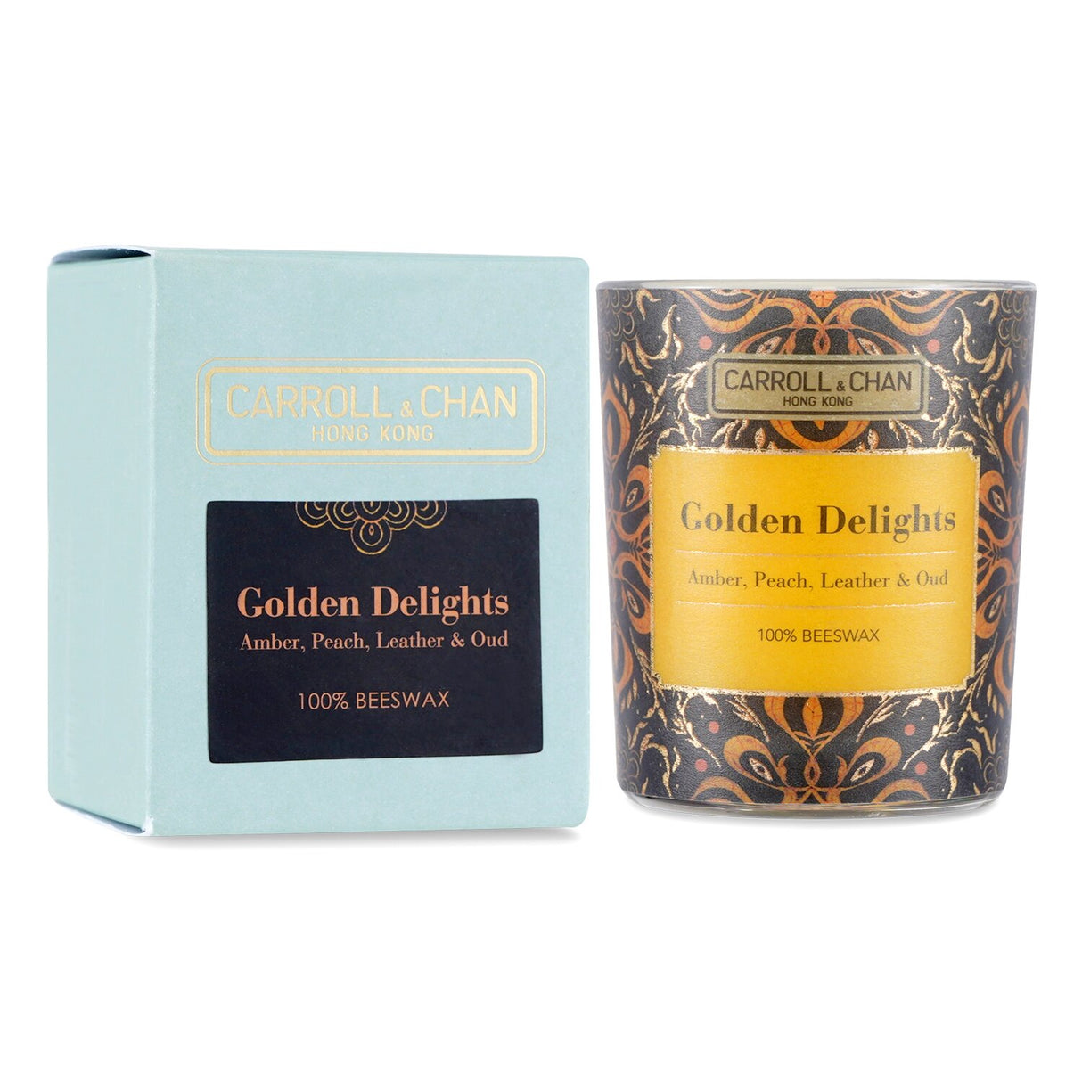 100% beeswax votive candle in a decorative recycled glass jar, emitting a warm glow and subtle honey scent.