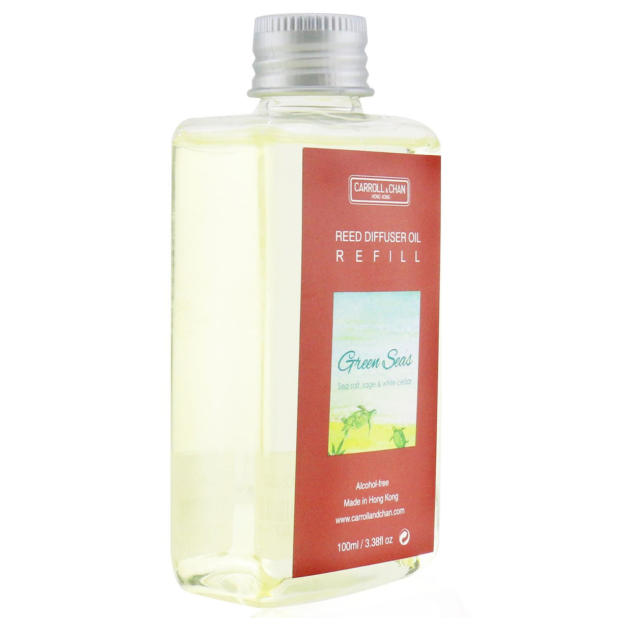 Reed diffuser refill in Green Seas fragrance, showcasing aquatic notes of sea salt and sage for a serene home ambiance.