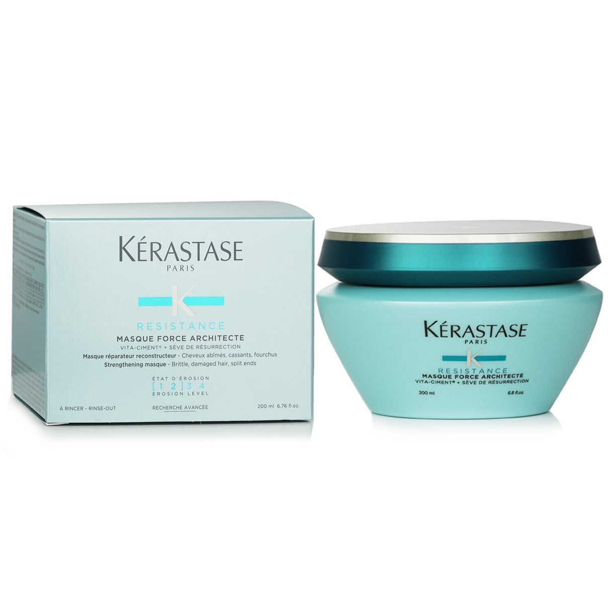 Kerastase Resistance Masque Force Architecte for brittle hair, strengthens, repairs, and adds shine with Pro-Keratin and Ceramide.