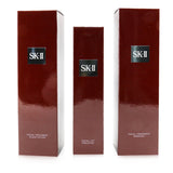 SK-II Pitera Deluxe 3-Pieces Set featuring Facial Treatment Essence, Emulsion, and Clear Lotion for hydrated, radiant skin.