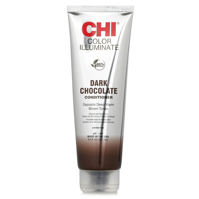 CHI Ionic Color Illuminate Conditioner in Dark Chocolate, 251ml: a natural, color-enhancing formula for vibrant, healthy hair.