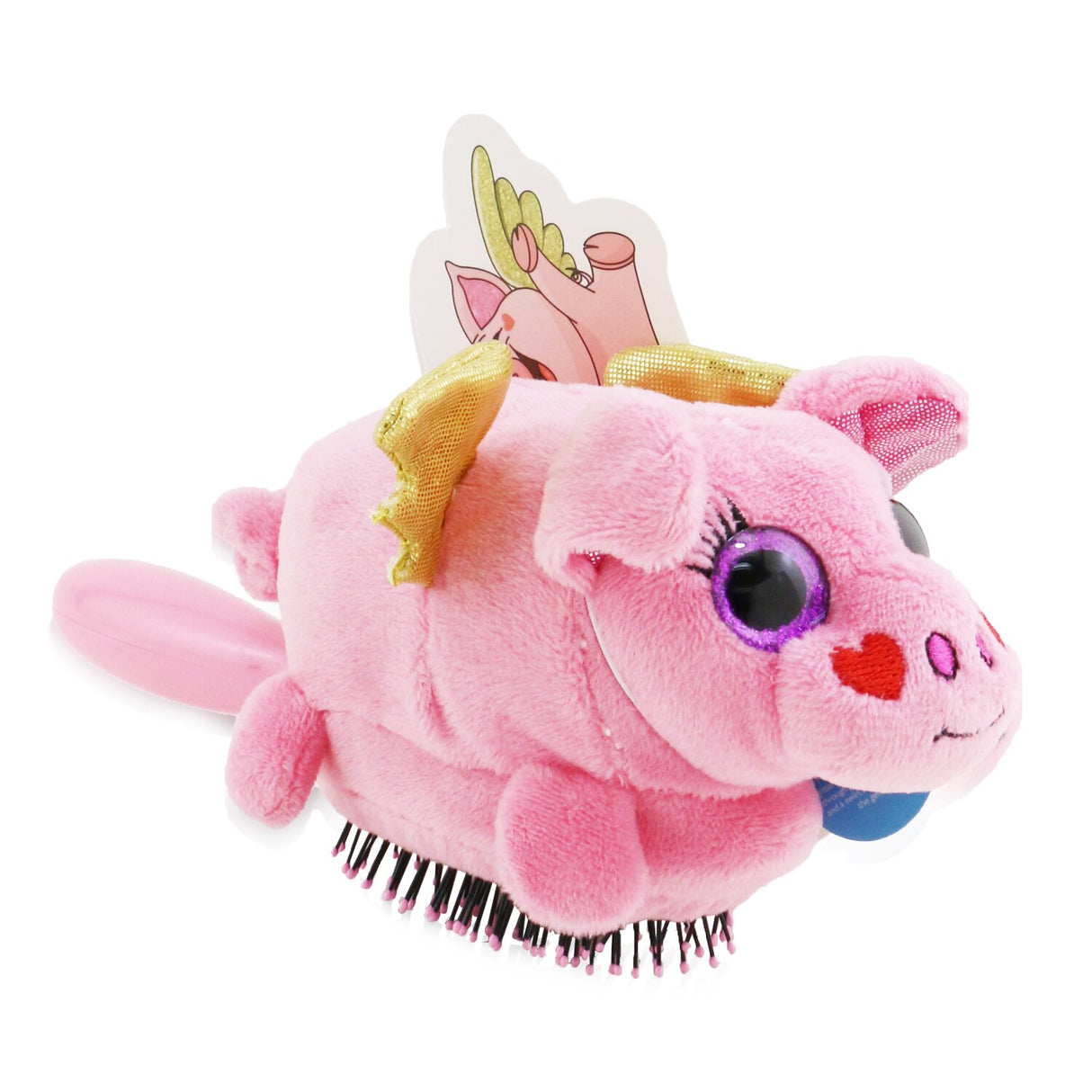 Vibrant Wet Brush Plush Brush with flying pig design, featuring IntelliFlex bristles for gentle detangling and kid-friendly grip.