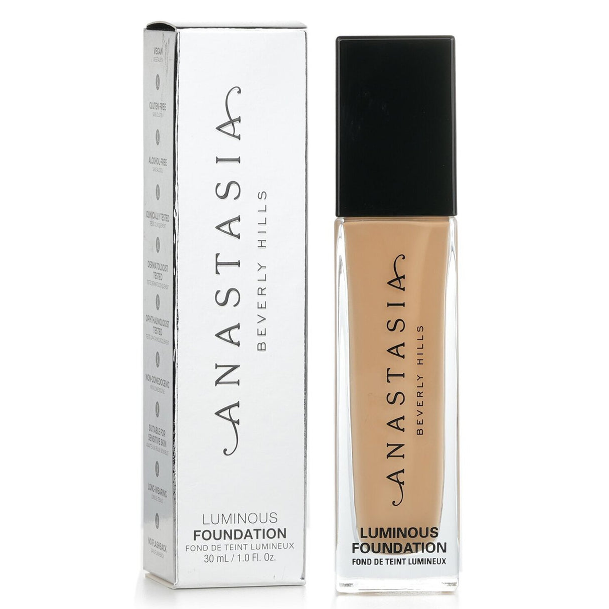 Luminous Foundation #315N by Anastasia Beverly Hills offers medium coverage with a radiant finish and water-resistant formula.