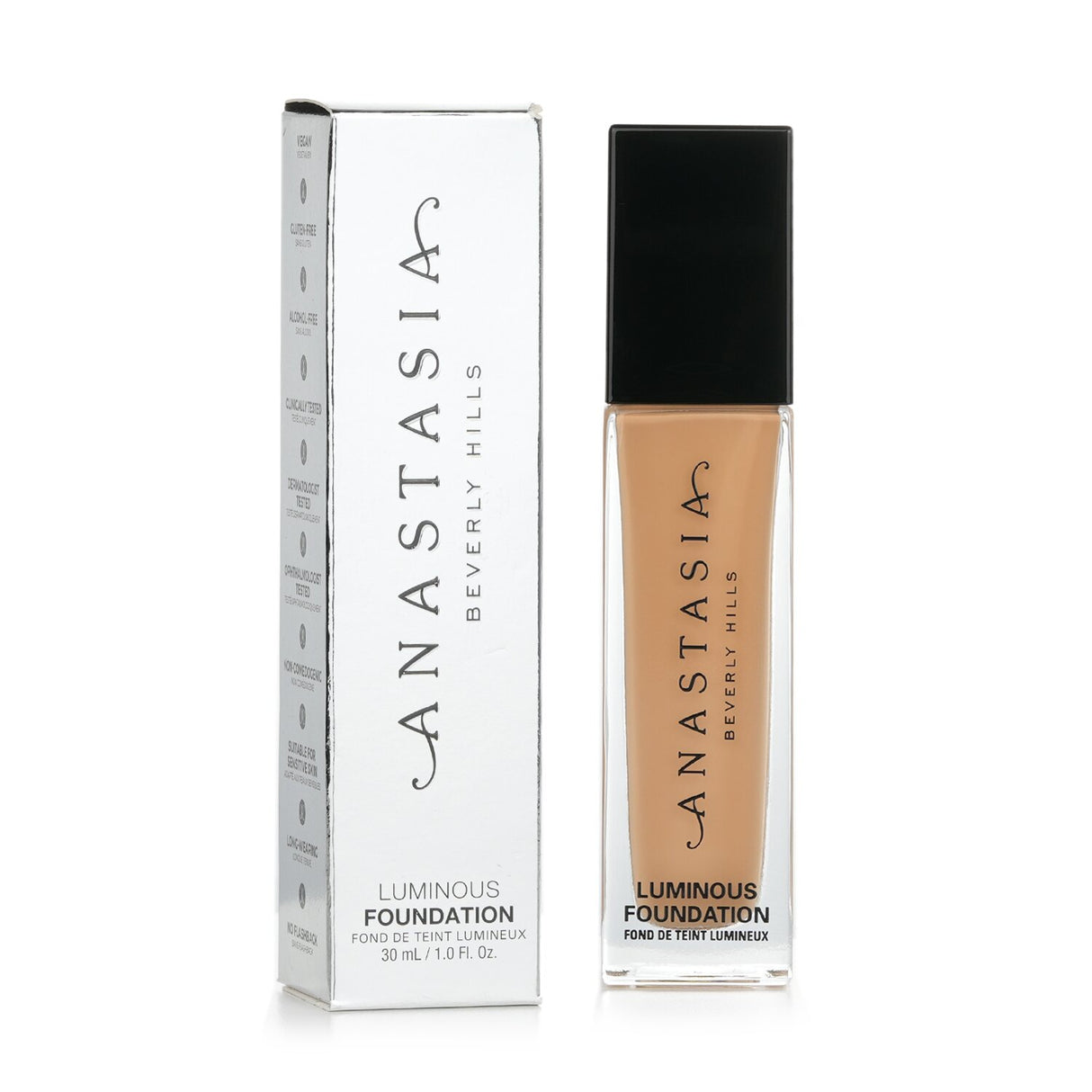 Anastasia Beverly Hills Luminous Foundation #335W in a 30ml bottle, offering radiant medium coverage for all skin types.