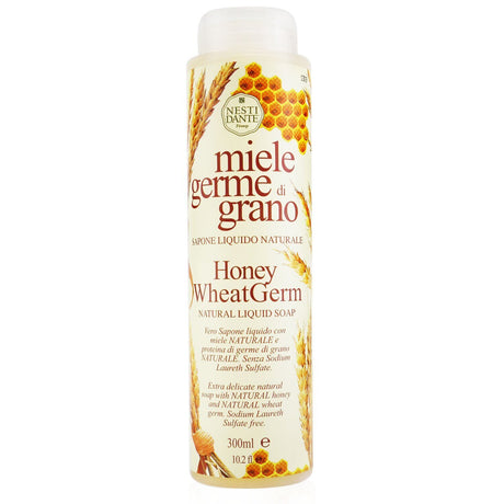 Natural Liquid Soap in Honey Wheat Germ scent, infused with olive oil and wheat germ for gentle cleansing and hydration.