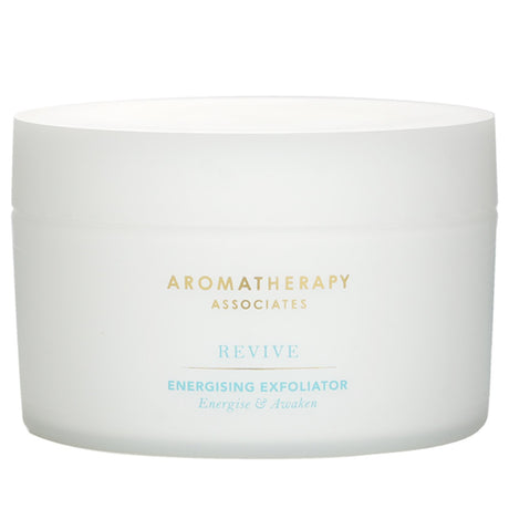 Energizing exfoliator with sea salt and green coffee oil for bright, smooth, and radiant skin; vegan, nut-free, and SLS-free.