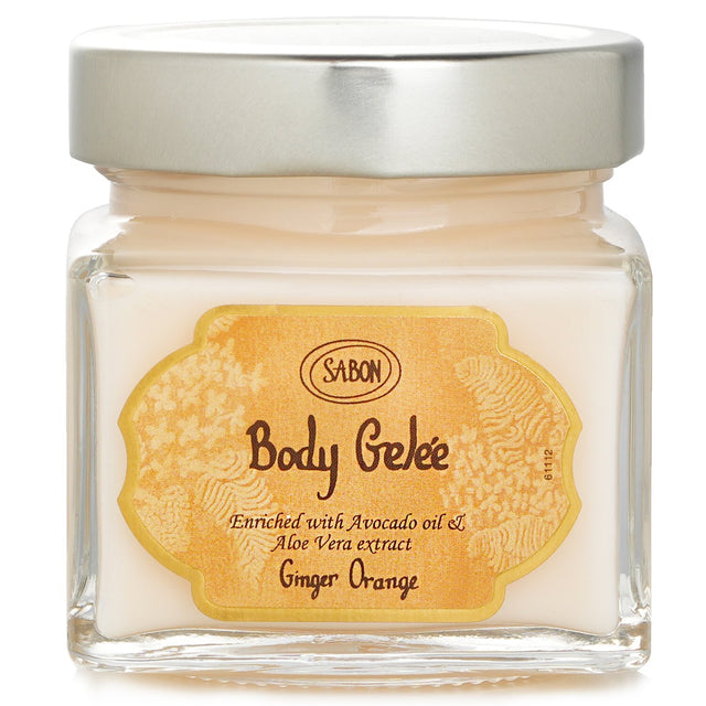 Refreshing Sabon Body Gelee in Ginger Orange, a lightweight gel infused with Avocado Oil and Aloe Vera for soft, smooth skin.
