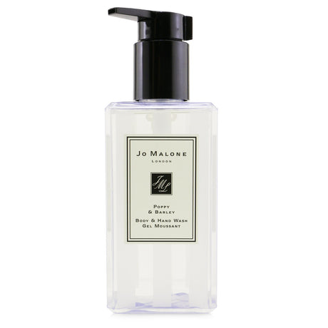 Luxurious Jo Malone Poppy & Barley Body & Hand Wash in a pump bottle, creating soft lather for cleansing and hydration.