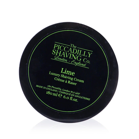 Lime Luxury Shaving Cream in a 180g tub, delivering a refreshing citrus scent and a rich, moisturizing lather for smooth shaves.