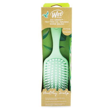 Eco-friendly Wet Brush with Tea Tree Oil for smooth, shiny hair; features Intelliflex bristles and a biodegradable handle.