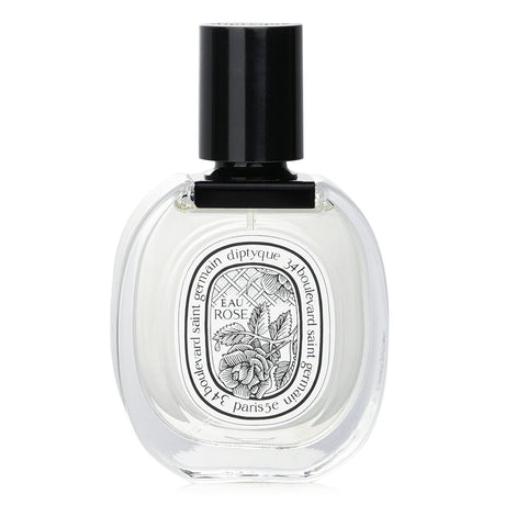 Diptyque Eau Rose Eau De Toilette Spray in a 50ml bottle, featuring a floral fruity scent of fresh roses and warm base notes.