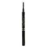 Triangular brow pencil in taupe with dual-ended design, spoolie brush for blending, and precise tip for shaping brows.