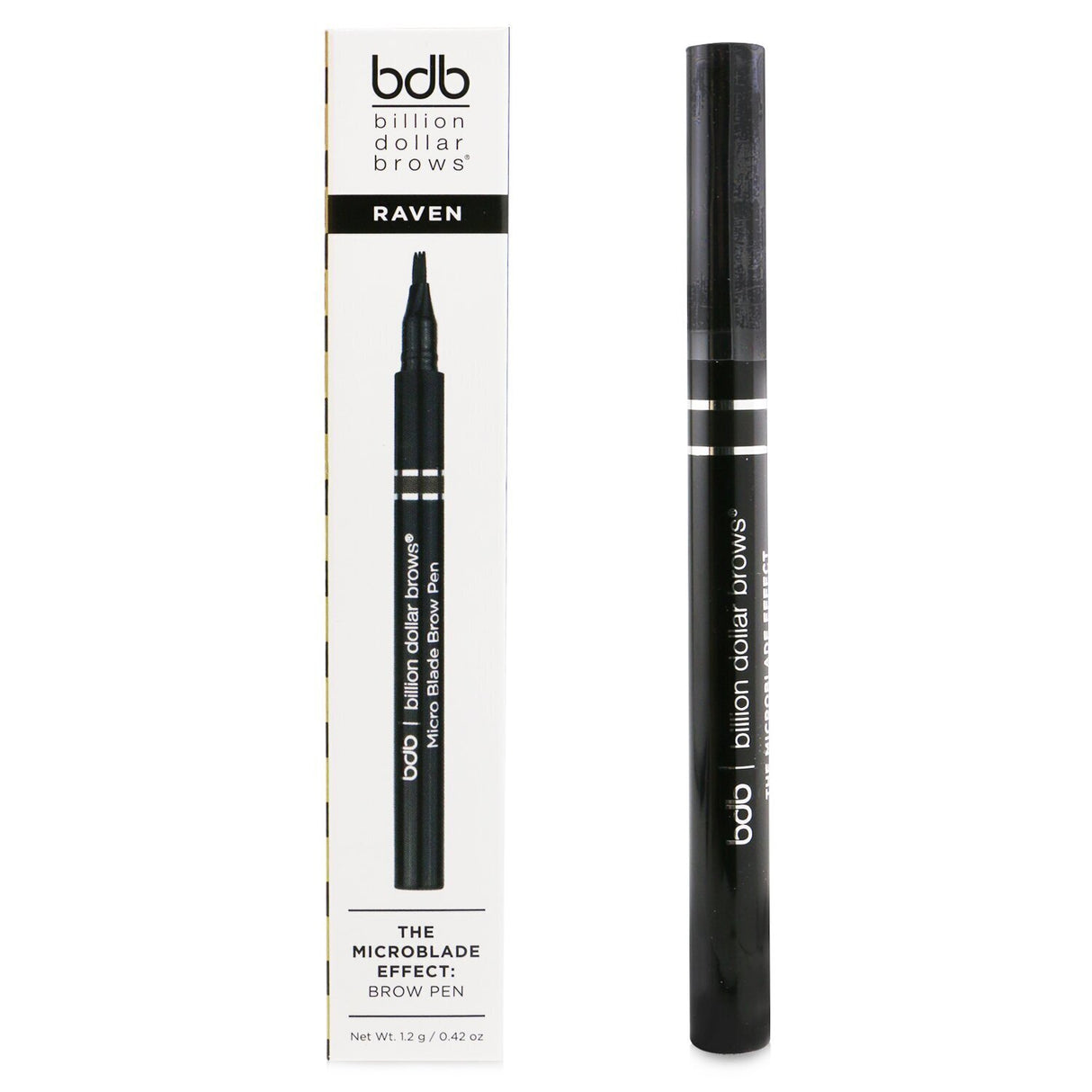 Billion Dollar Brows Microblade Effect Brow Pen in #Raven for natural, hair-like strokes and bold, fuller brows.