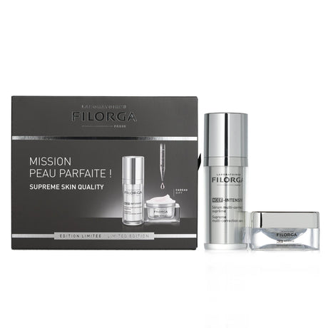 Filorga Supreme Skin Quality Set featuring 30ml NCEF Seru and 15ml NCEF Cream for anti-aging and skin rejuvenation.