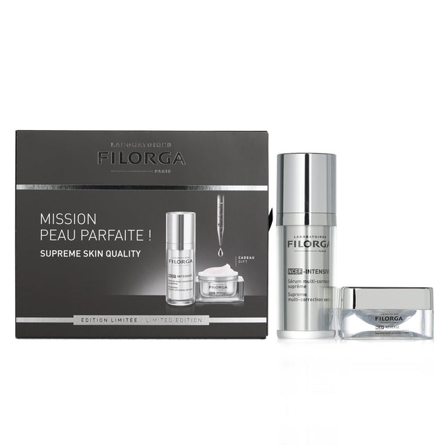 Filorga Supreme Skin Quality Set featuring 30ml NCEF Seru and 15ml NCEF Cream for anti-aging and skin rejuvenation.