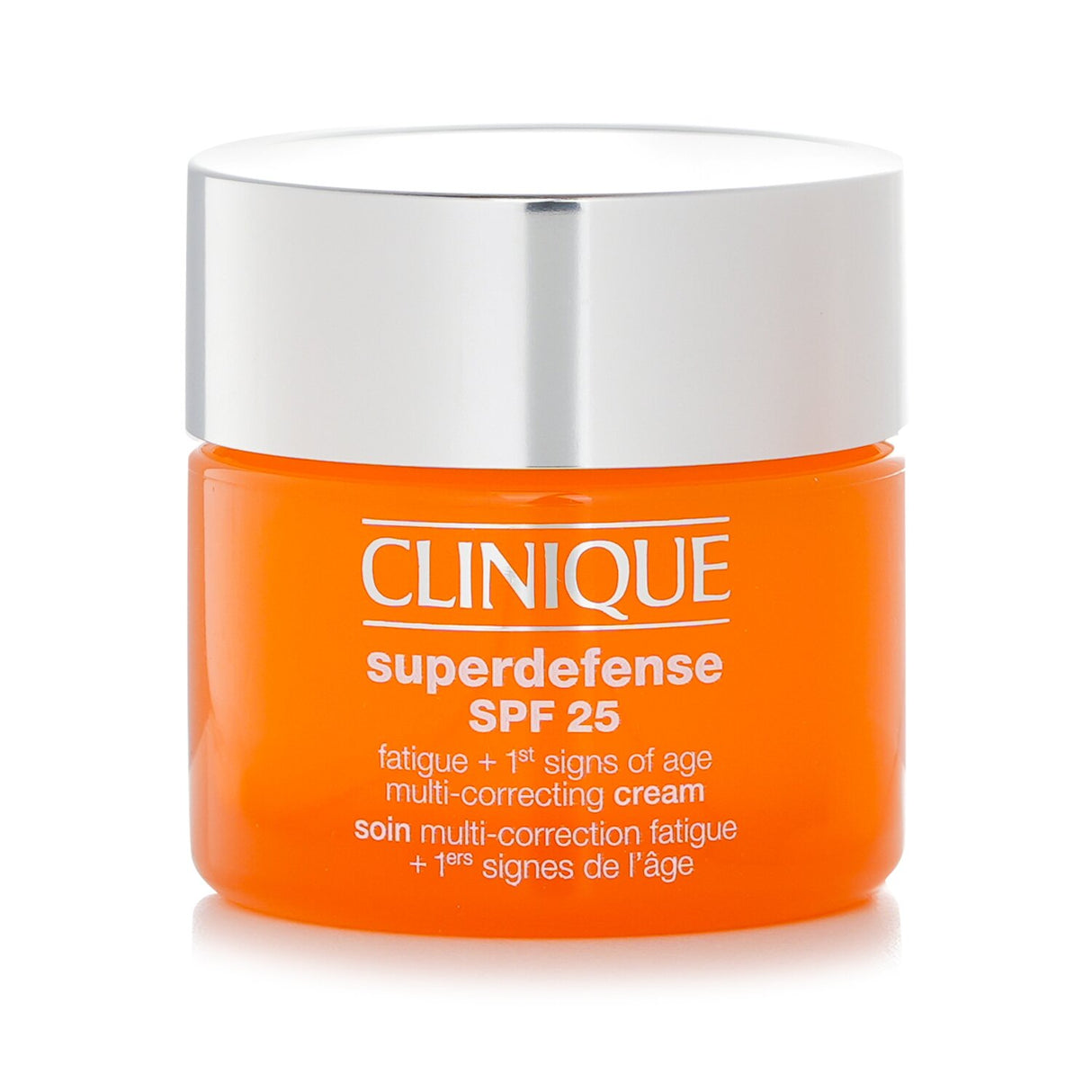 Clinique Superdefense SPF 25 cream enhances youthful radiance, protects skin, and fights fatigue for combination oily skin.