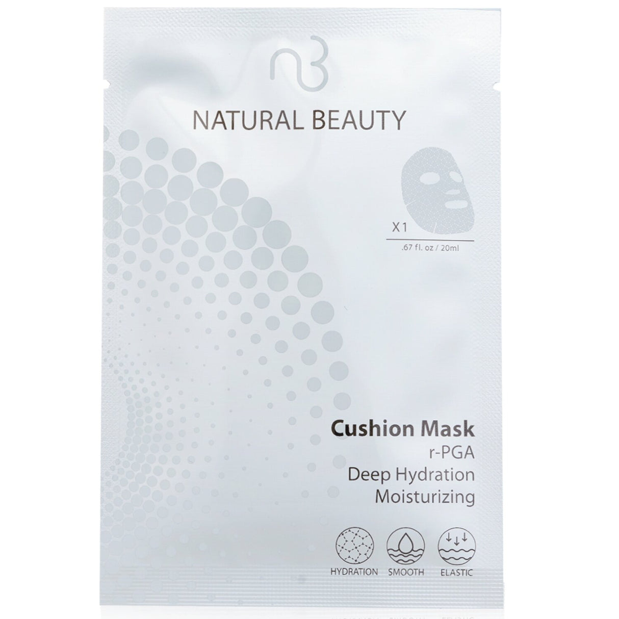 Natural Beauty r-PGA Deep Hydration Mask in a box of six 20ml treatments for intense moisturizing and soothing skin care.