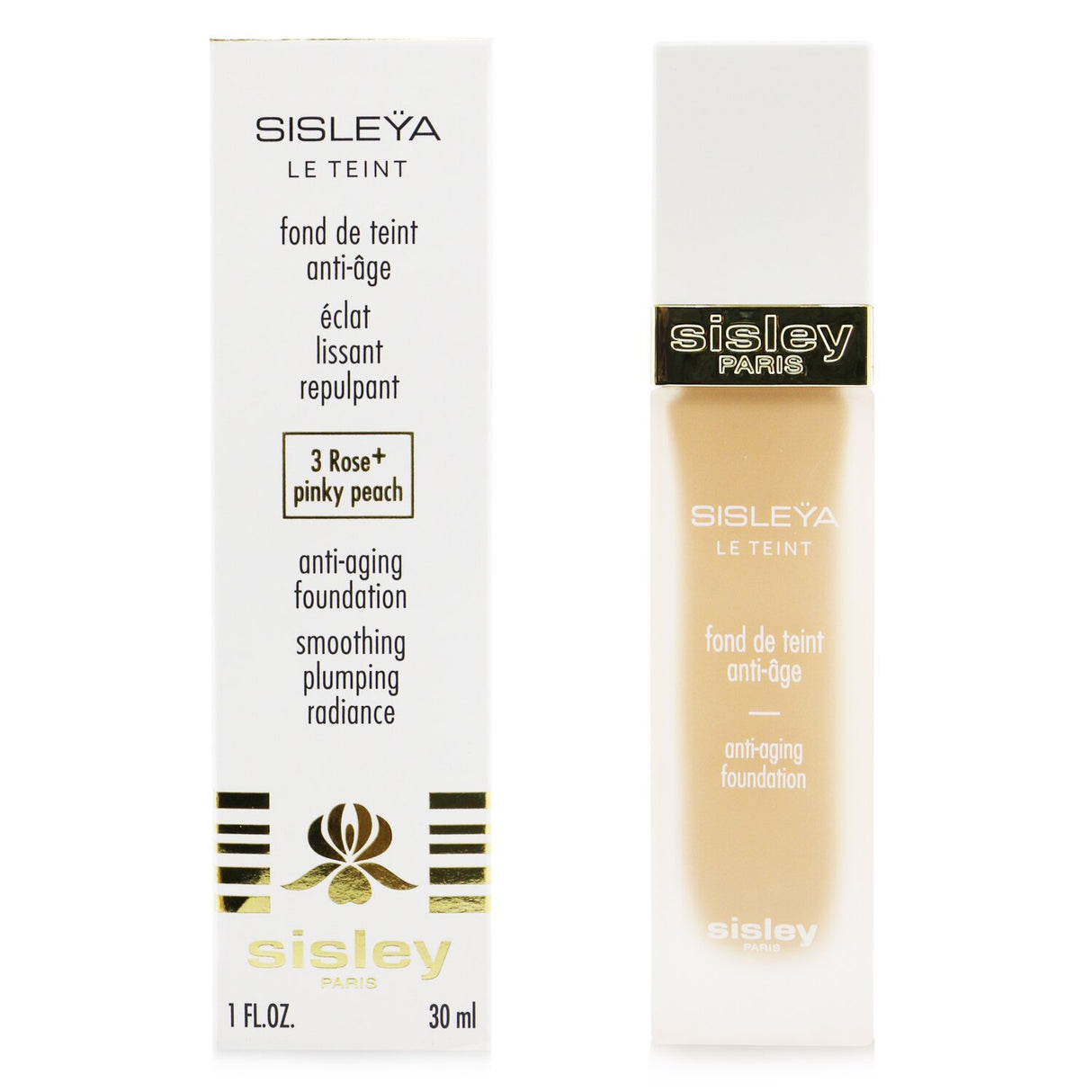 Sisley Sisleya Le Teint Foundation #3R+ Pinky Peach, oil-free, anti-aging, enhances natural beauty for a luminous complexion.