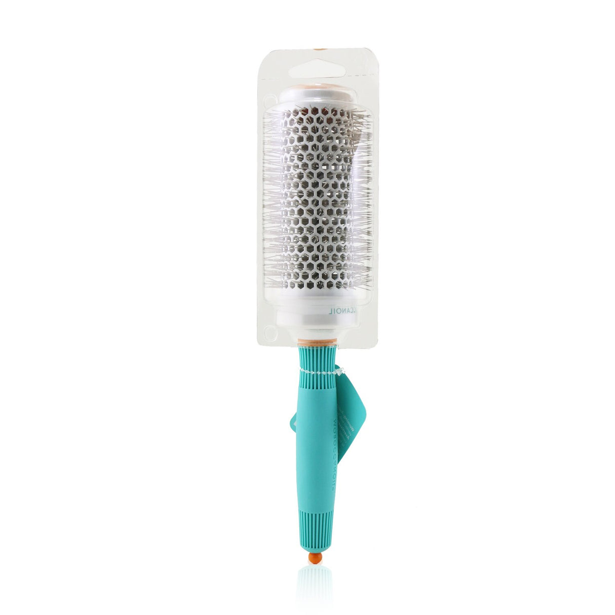 Moroccanoil 45mm round brush with ceramic technology for even heat distribution and negatively charged bristles to condition hair.