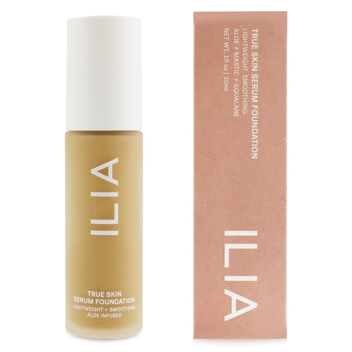 ILIA True Skin Serum Foundation #SF8.5 Bedarra in 30ml, a serum-infused formula for natural coverage and luminous skin.