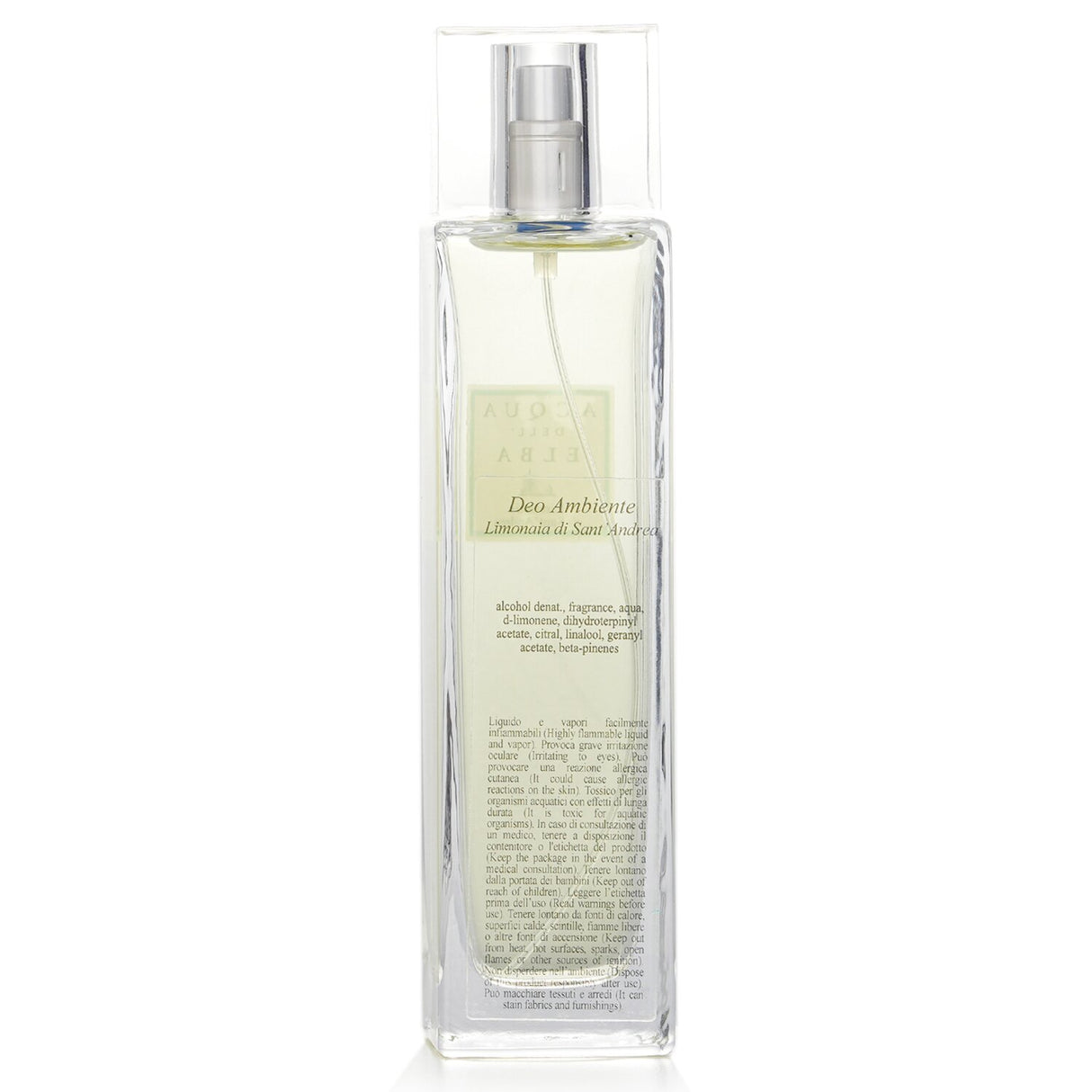 Acqua Dell'Elba 100ml room spray capturing lemon, basil, and cedarwood scents for a refreshing and serene home atmosphere.