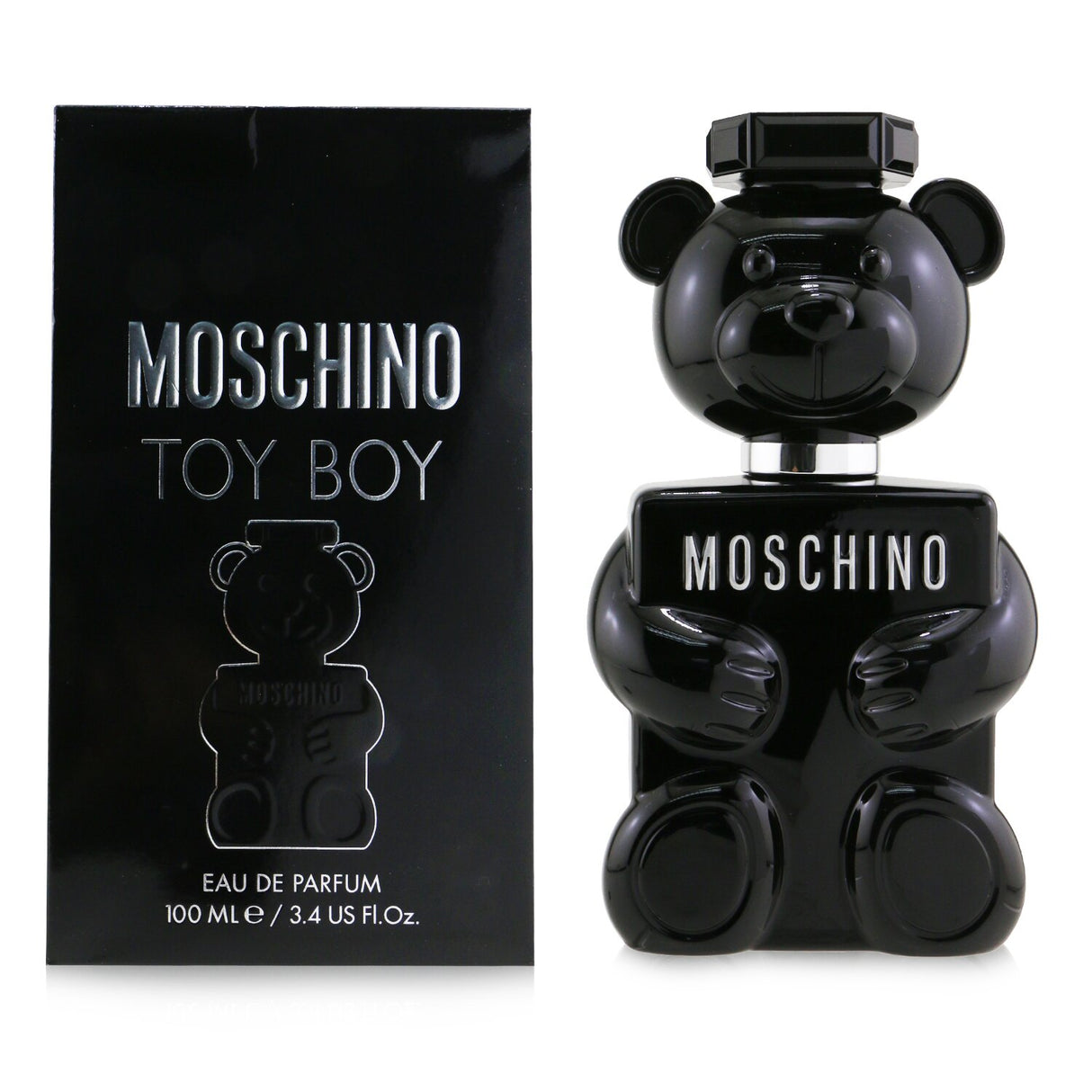 Moschino Toy Boy Eau De Parfum Spray 100ml, a woody spicy scent for men with fresh top notes and a sensual, lasting finish.