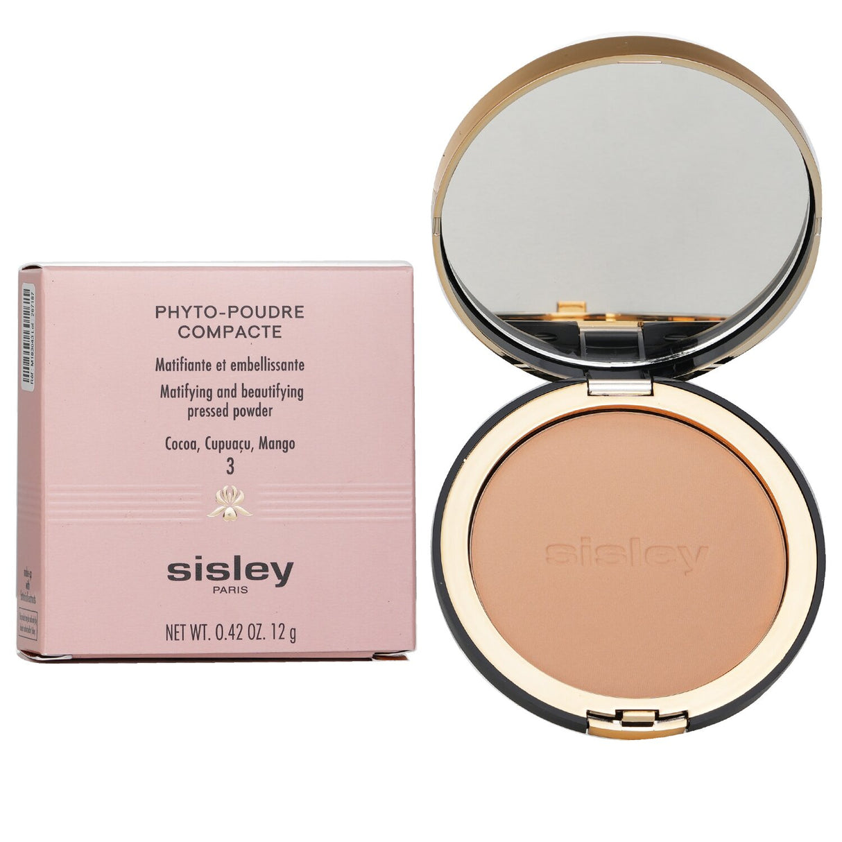 Sisley Phyto Poudre Compacte #3 Sandy, a creamy pressed powder for a flawless, radiant complexion with hydration and comfort.