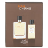 Elegant Hermes Terre D'Hermes Coffret featuring a 100ml Eau De Toilette and 80ml Hair & Body Shower Gel, perfect for gifting.