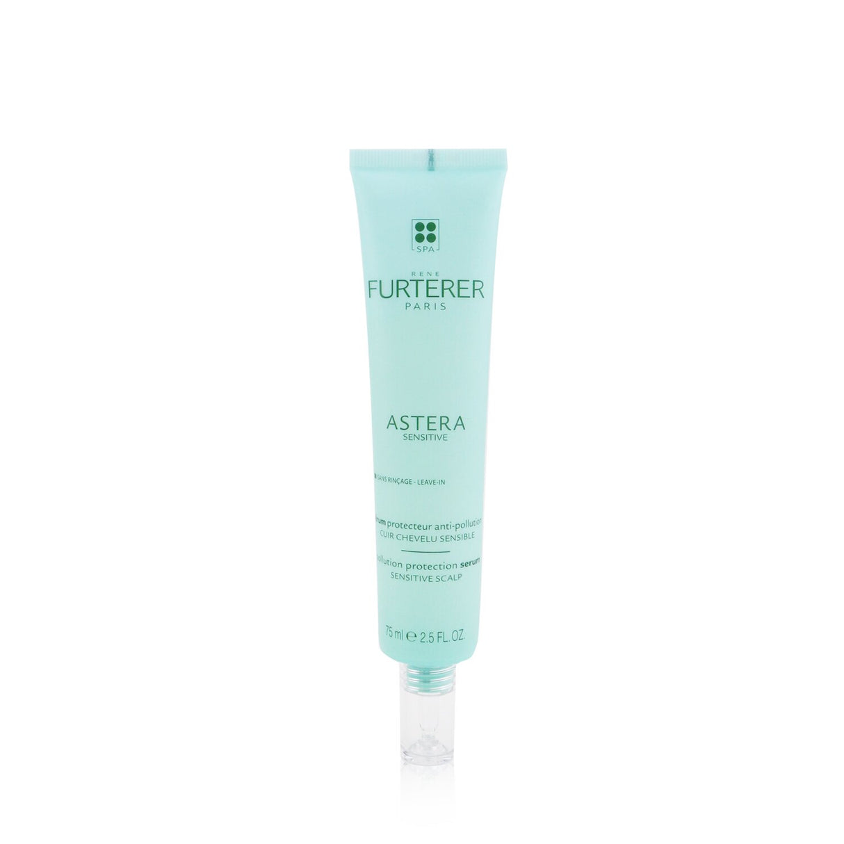 Rene Furterer Astera Sensitive Serum in a 75ml bottle, designed for soothing sensitive scalps and protecting against pollution.