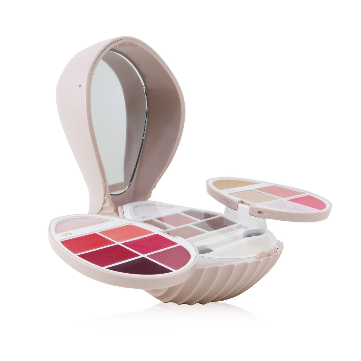 All-in-one Pupa Whale N.4 makeup kit featuring concealer, blush, highlighters, eyeshadows, eye pencil, and various lip creams.