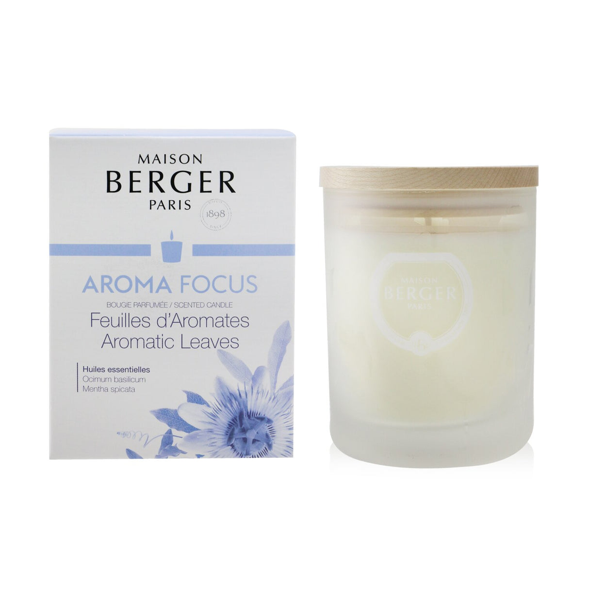 Scented candle in frosted glass, infused with peppermint and rosemary for creativity; burns 35 hours, eco-friendly wax.