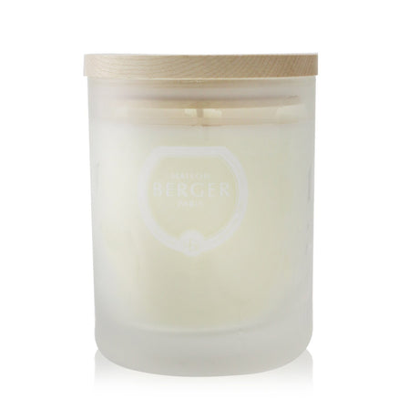 Aroma D-Stress scented candle in frosted glass, infused with mandarin oil for relaxation, burns 35 hours with a sweet fruity aroma.