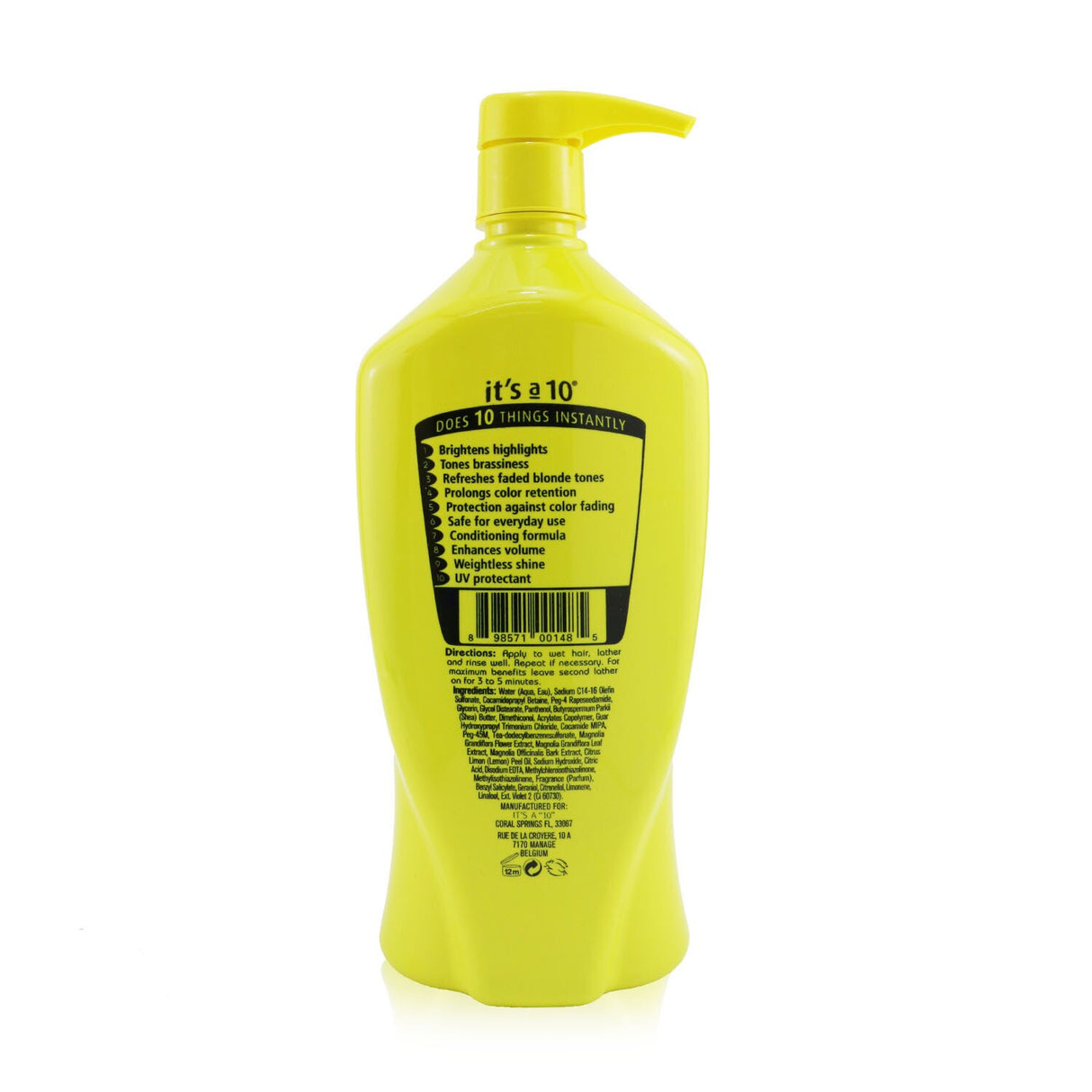 It's A 10 Miracle Brightening Shampoo in 1000ml, designed for blonde hair to enhance brightness and combat brassiness.