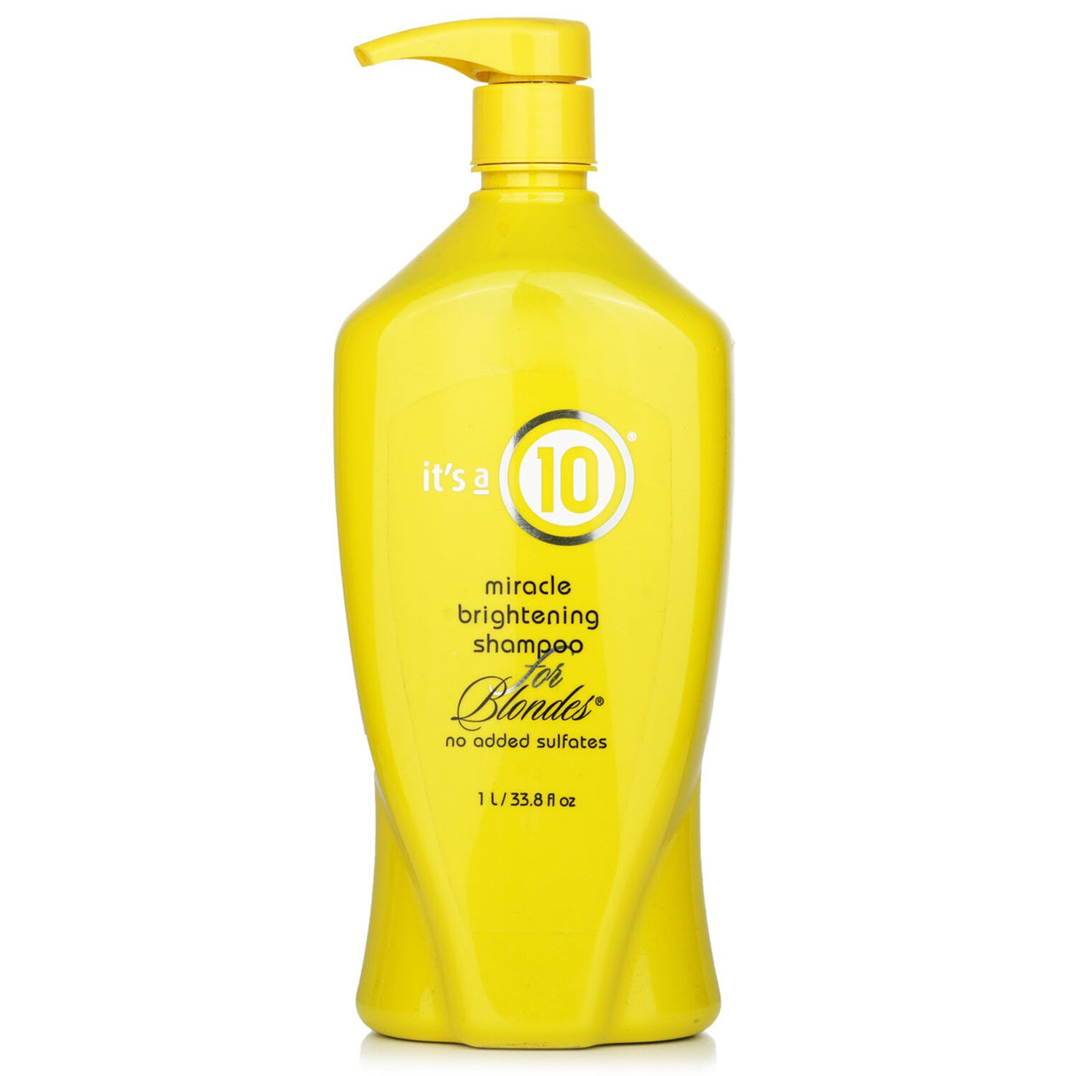 It's A 10 Miracle Brightening Shampoo for blondes, enhances brightness, fights brassiness, and adds shine in a 1000ml bottle.