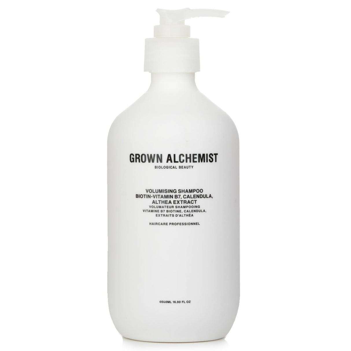 Grown Alchemist Volumising Shampoo 0.4 in a 500ml bottle, enhances fine hair with biotin for added volume and shine.