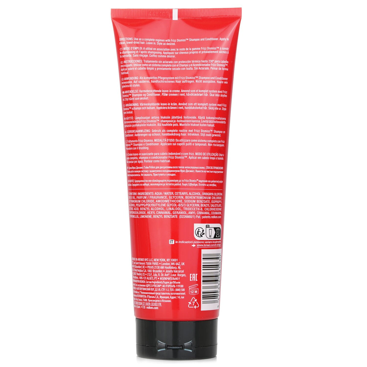 Redken Frizz Dismiss Rebel Tame Leave-In Cream, 250ml; hydrates, detangles, and protects hair from frizz and heat damage.