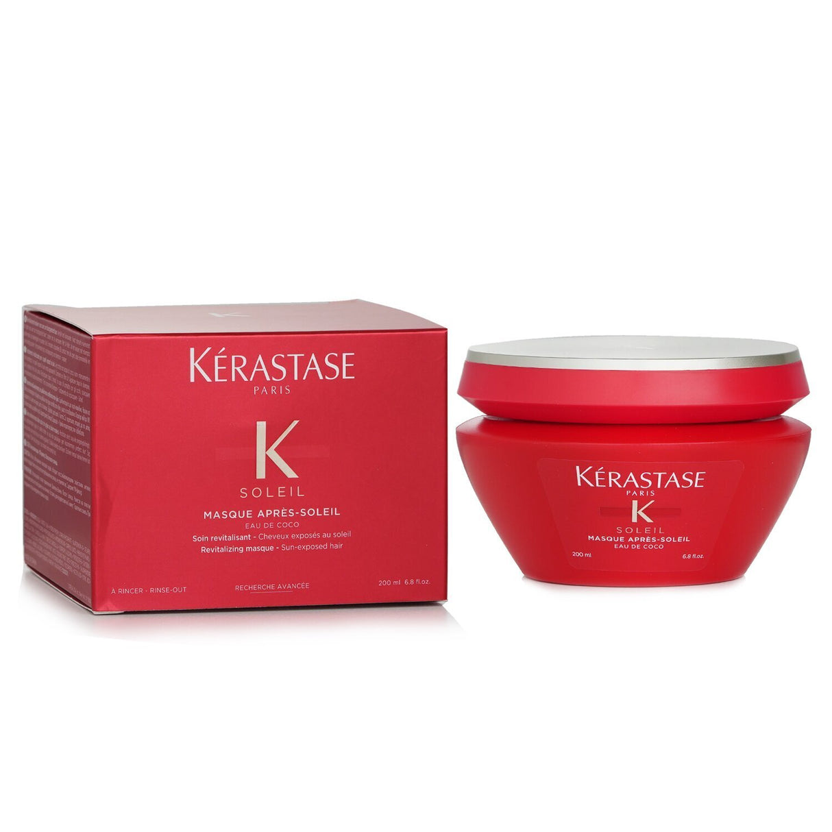 Kerastase Soleil Masque Aprés-Soleil revitalizes sun-exposed hair with Coconut Water, UV protection, and a cooling gel texture.