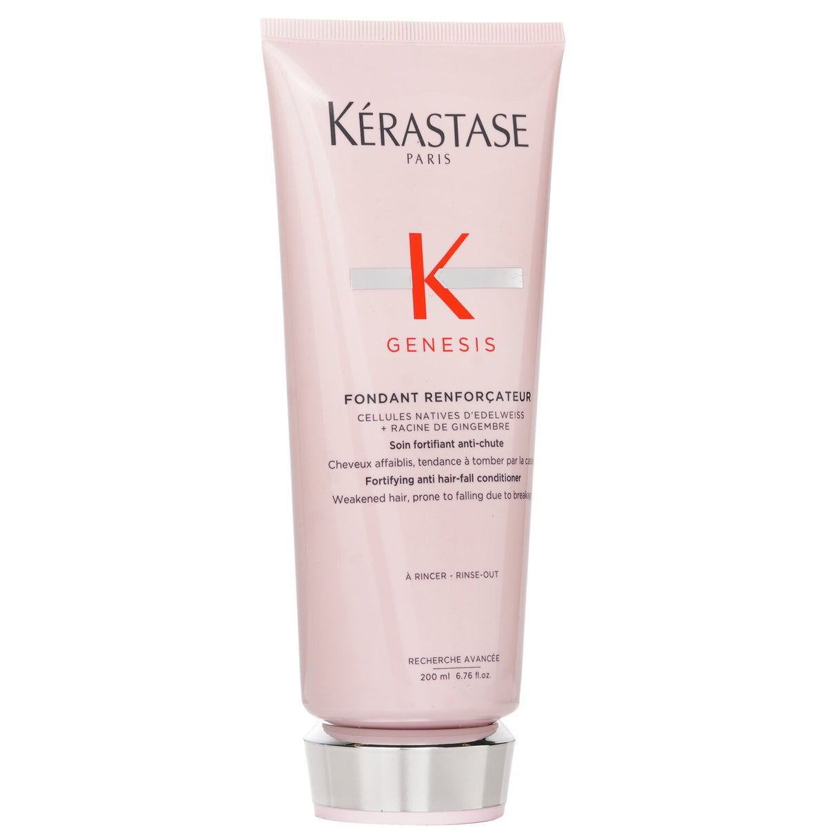 Kerastase Genesis Conditioner: 200ml anti-hair-fall formula with Edelweiss and Ginger for soft, strong, and shiny hair.