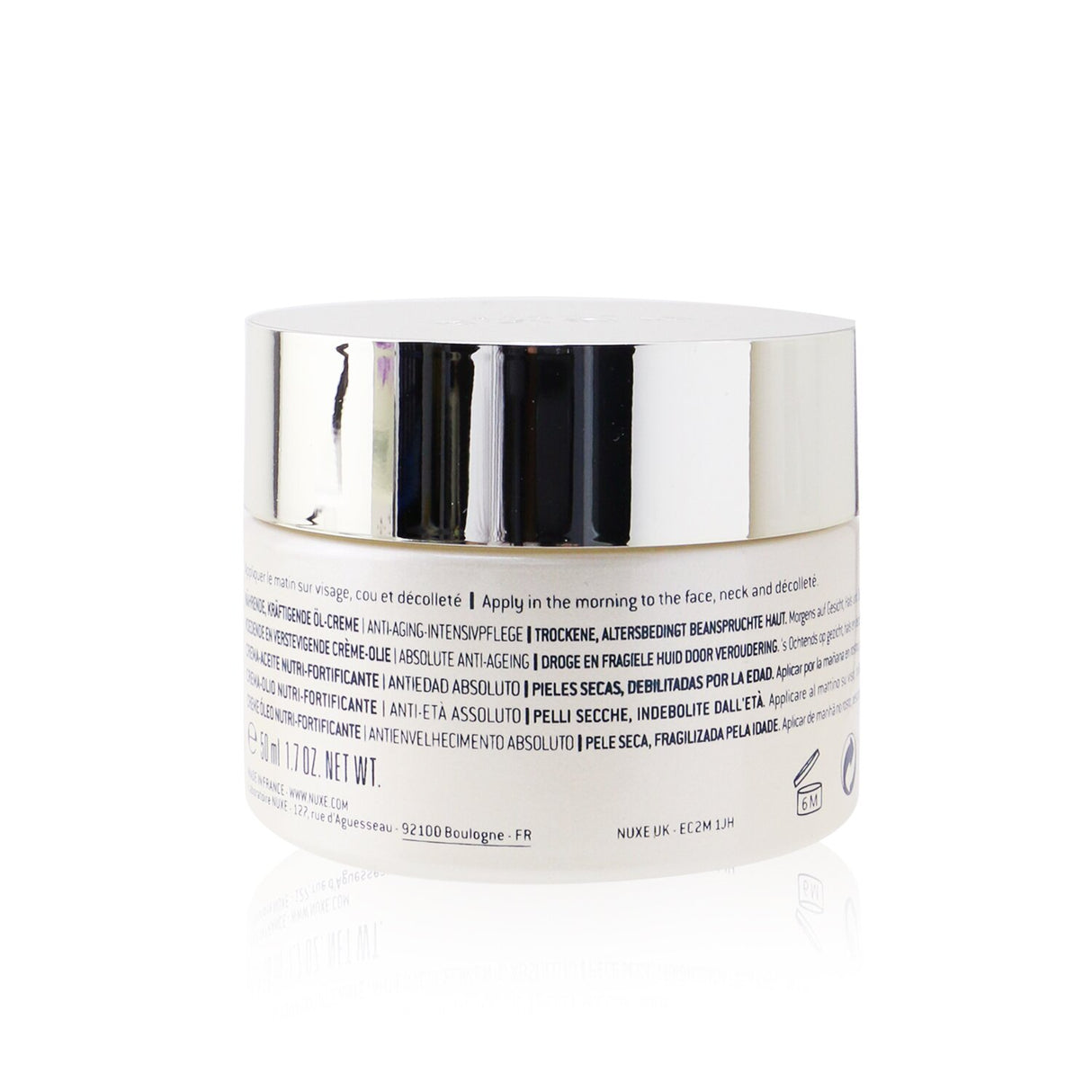 Nuxe Nuxuriance Gold Oil Cream in a 50ml jar, designed to fortify and rejuvenate aging skin with natural ingredients.