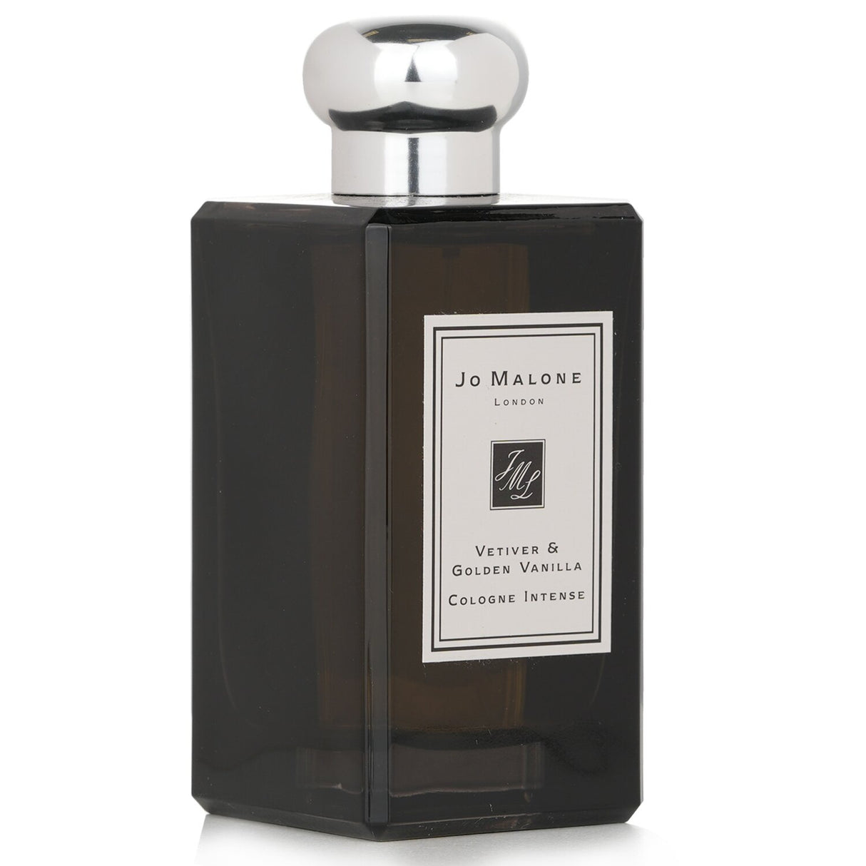 Jo Malone Vetiver & Golden Vanilla Cologne Intense Spray in a 100ml bottle, featuring earthy notes of vetiver and warm vanilla.