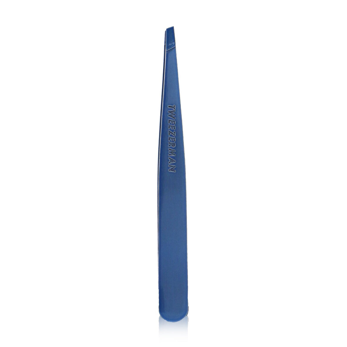 Tweezerman Slant Tweezer in Bell Bottom Blue, featuring hand-filed tips for precise brow shaping and hair removal.