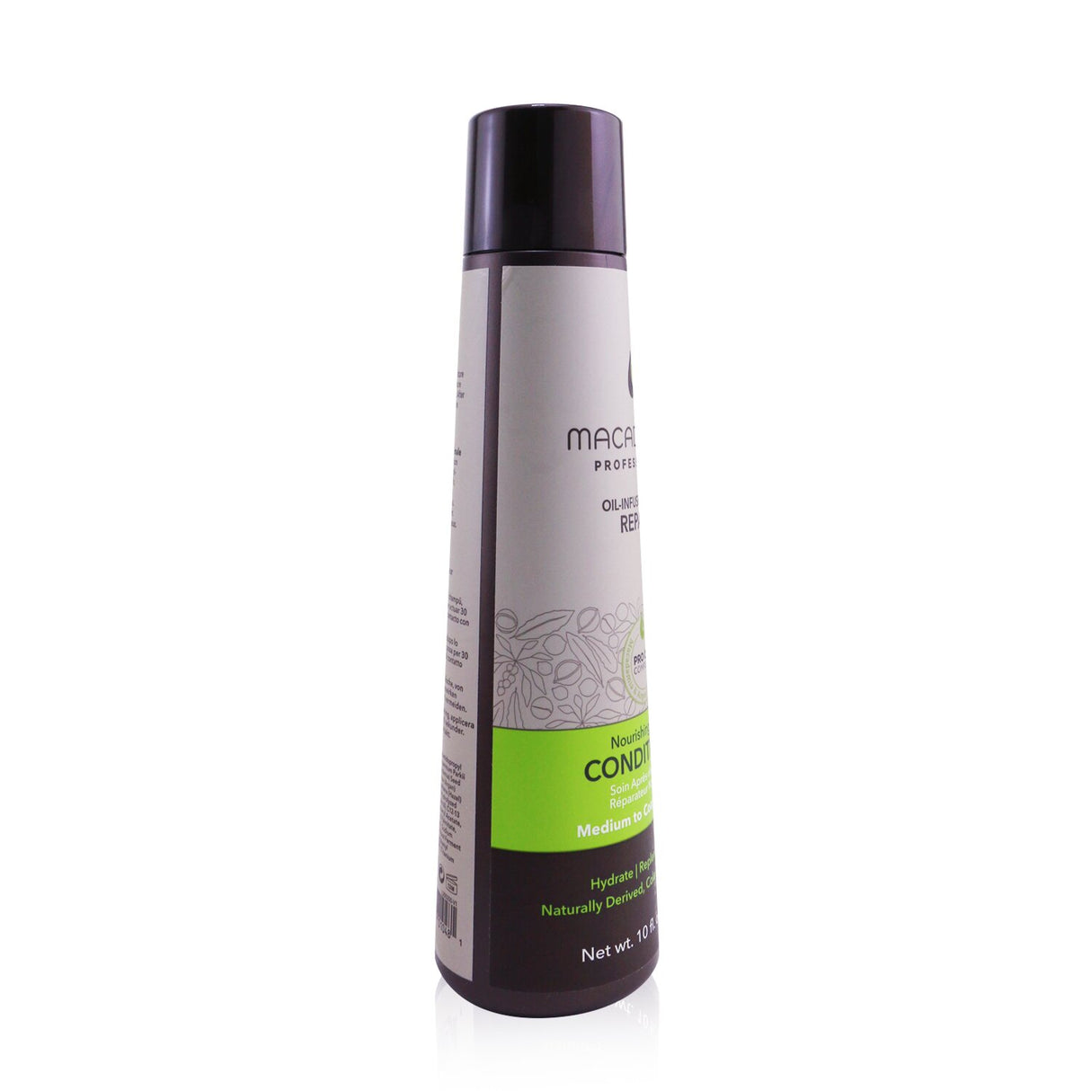 Nourishing vegan conditioner for medium to coarse hair, enriched with omega oils for hydration and color retention.