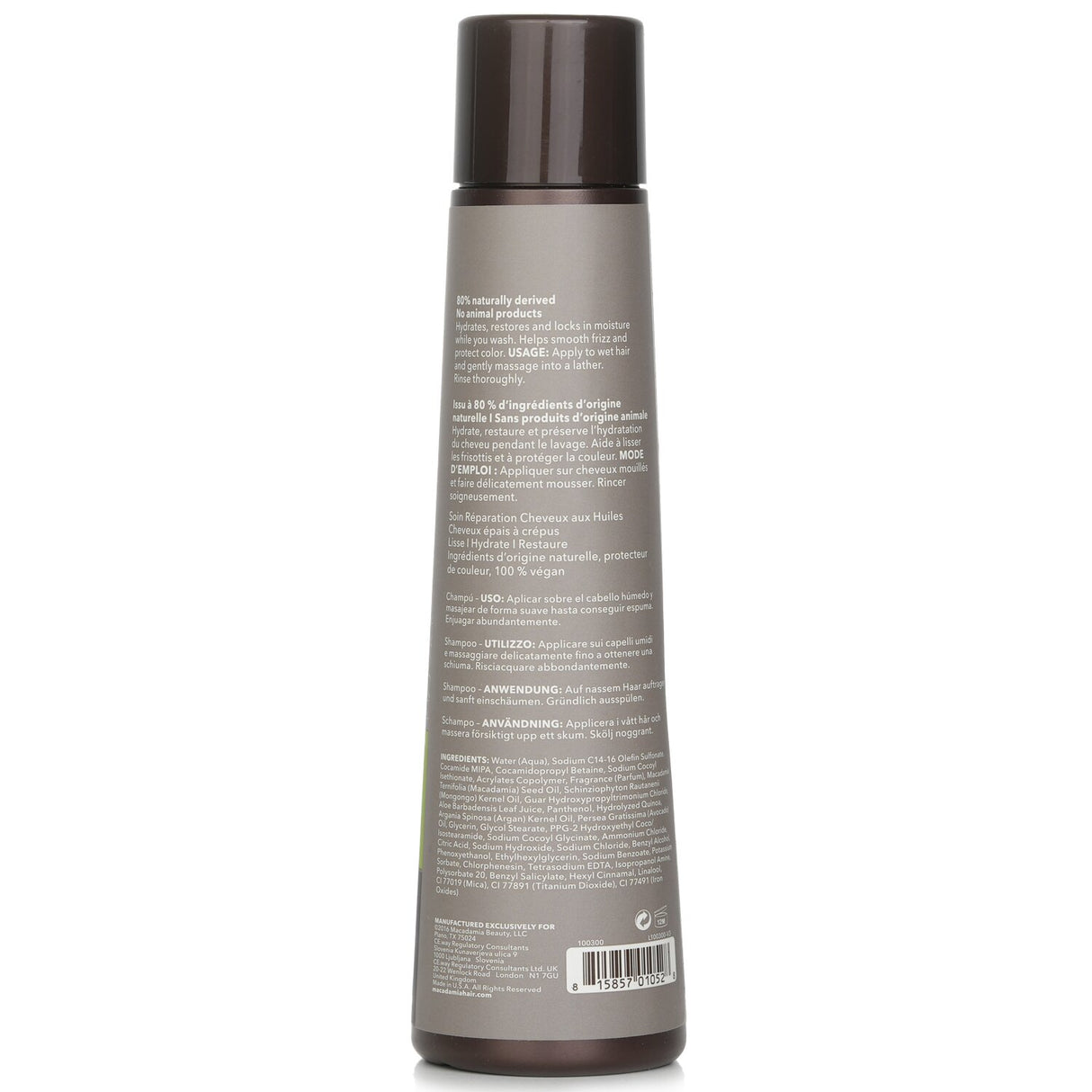 Ultra-rich shampoo for coarse to coiled hair, infused with Macadamia and Argan oils for deep hydration and repair.