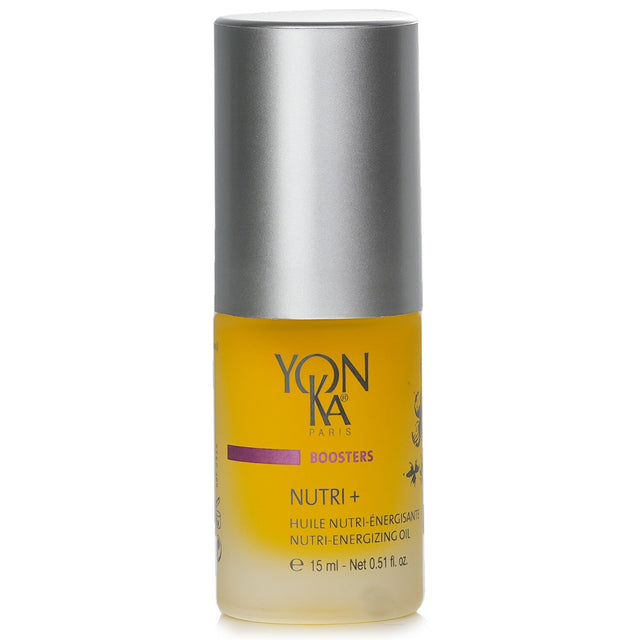 Nutri-Energizing Oil with cereal germ oils, enhances moisture, repairs sun-damaged skin, and softens wrinkles.