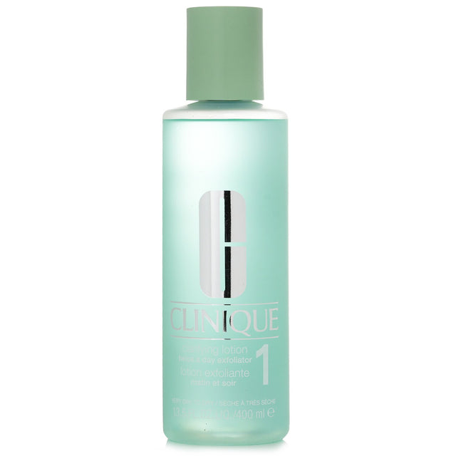 Clinique Clarifying Lotion 1 - 400ml, gentle exfoliator for dry/sensitive skin, removes makeup, hydrates, promotes a radiant glow.