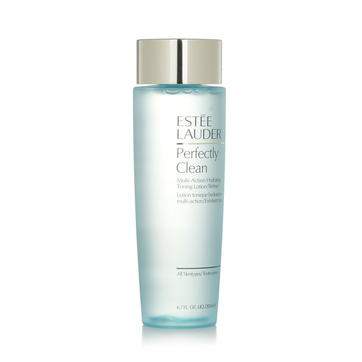 Estee Lauder Perfectly Clean Toning Lotion/Refiner, 200ml, a 2-in-1 formula for radiant, refreshed skin. Suitable for all skin types.