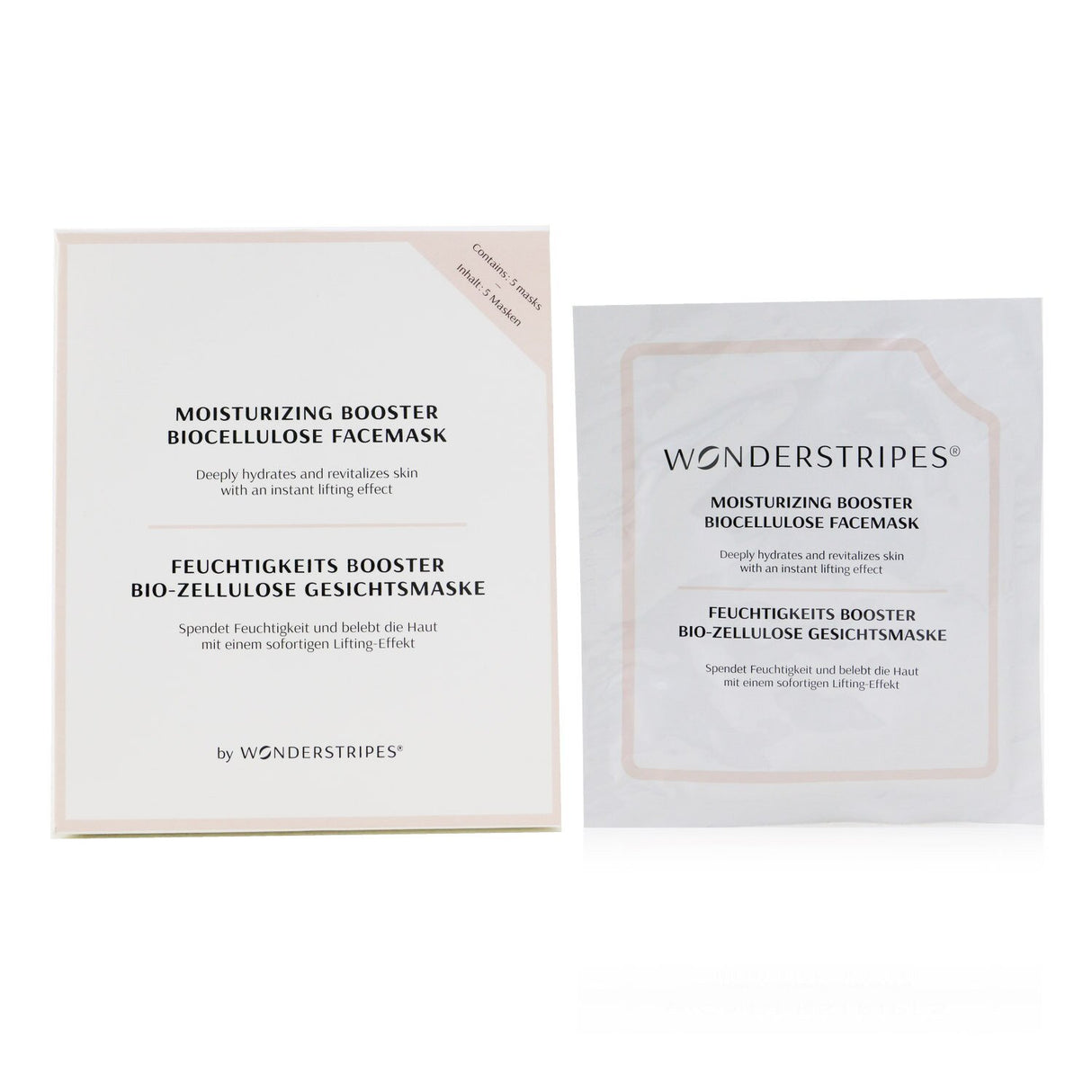 WONDERSTRIPES Biocellulose Facemask pack enhances moisture and reduces fine lines for a youthful, radiant complexion.