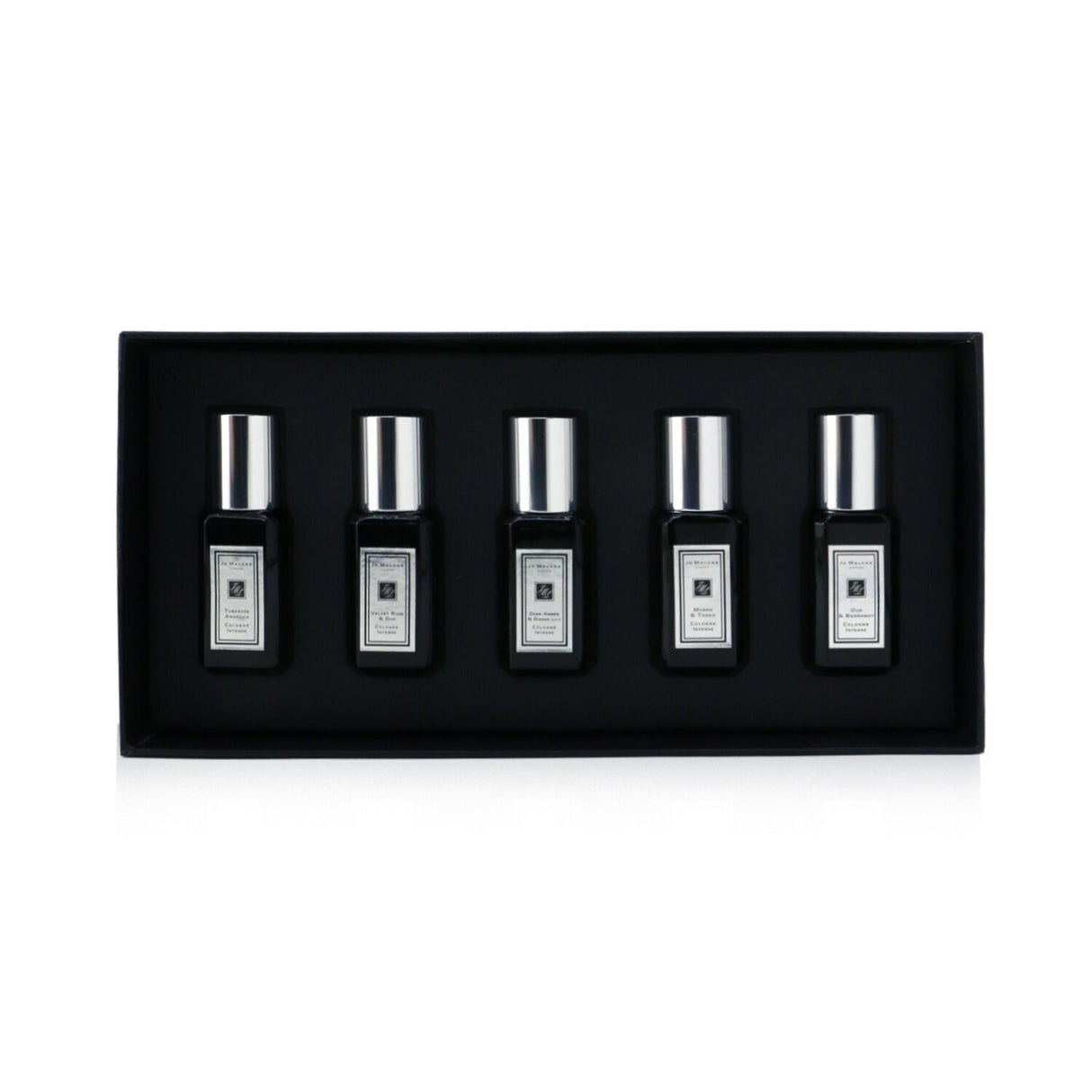 Jo Malone Cologne Intense Collection featuring five 9ml luxurious fragrances for personal use or gifting.