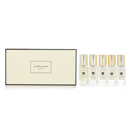 Jo Malone Cologne Collection featuring five 9ml fragrances: Lime Basil & Mandarin, English Pear & Freesia, and more.